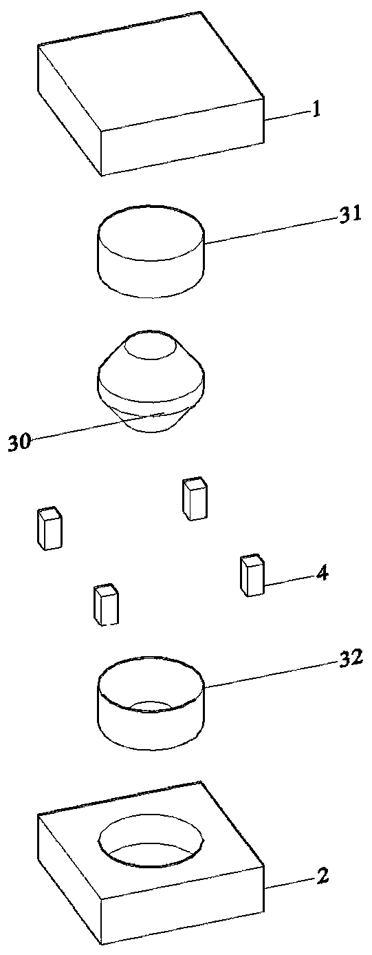 A self-resetting combined swing impact energy-dissipating shock-isolation device