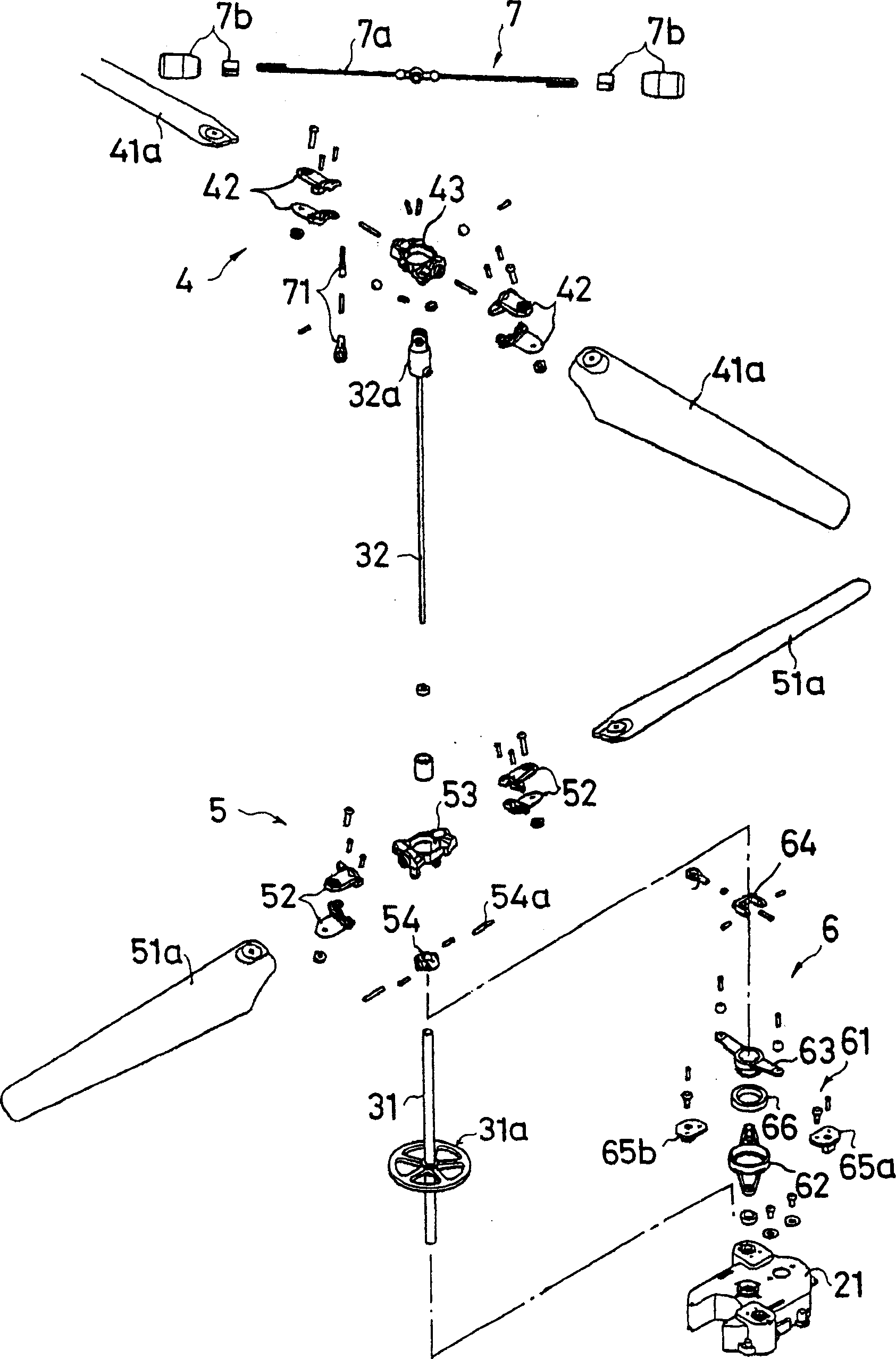 Coaxile reverse rotating type radio controlled vertiplane