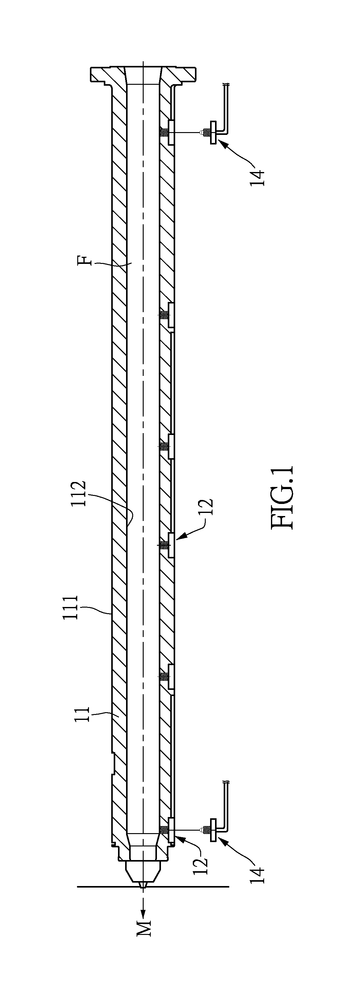 Temperature measurement component embedded hot runner nozzle structure