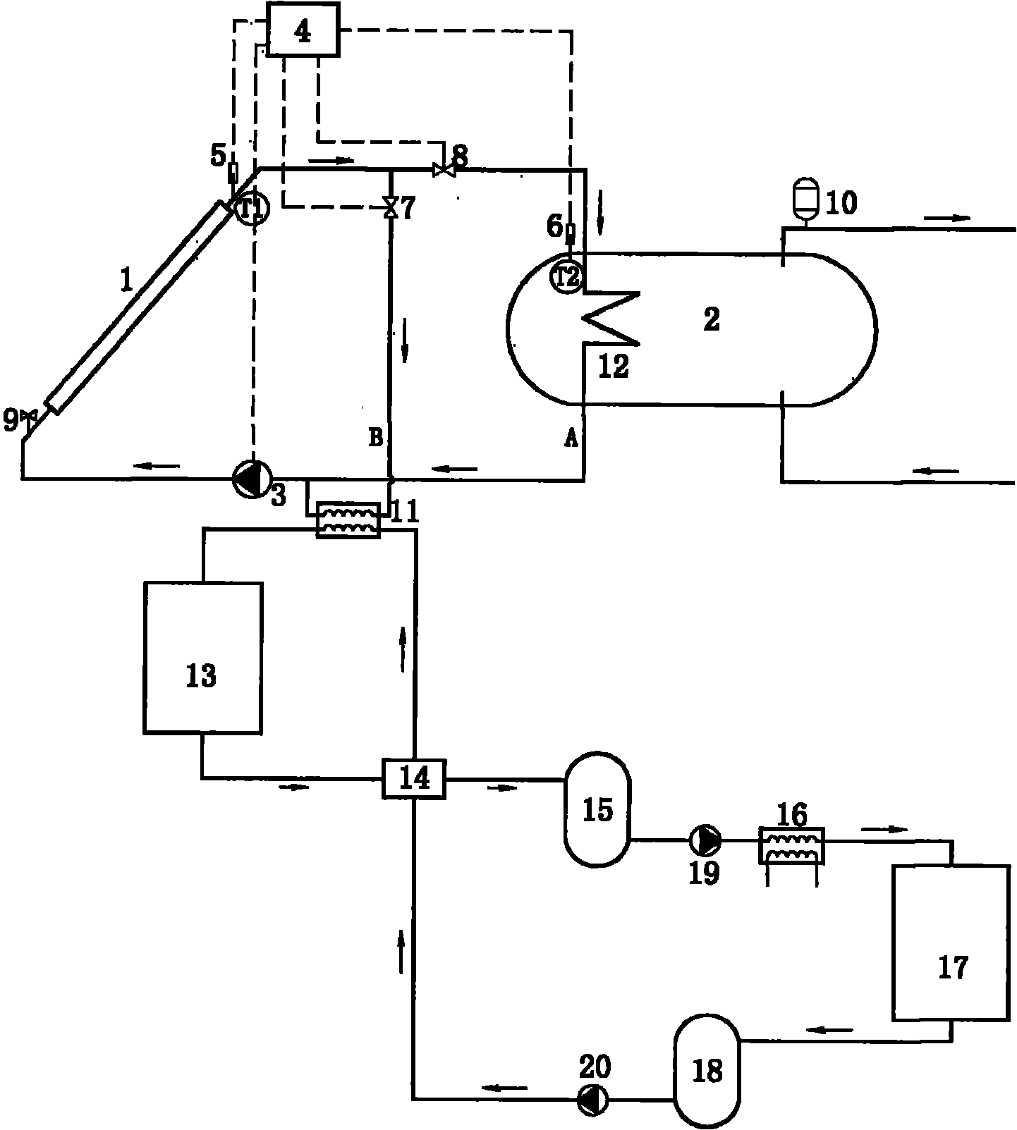 Solar water heating system for using summer residual heat to dehumidify solution