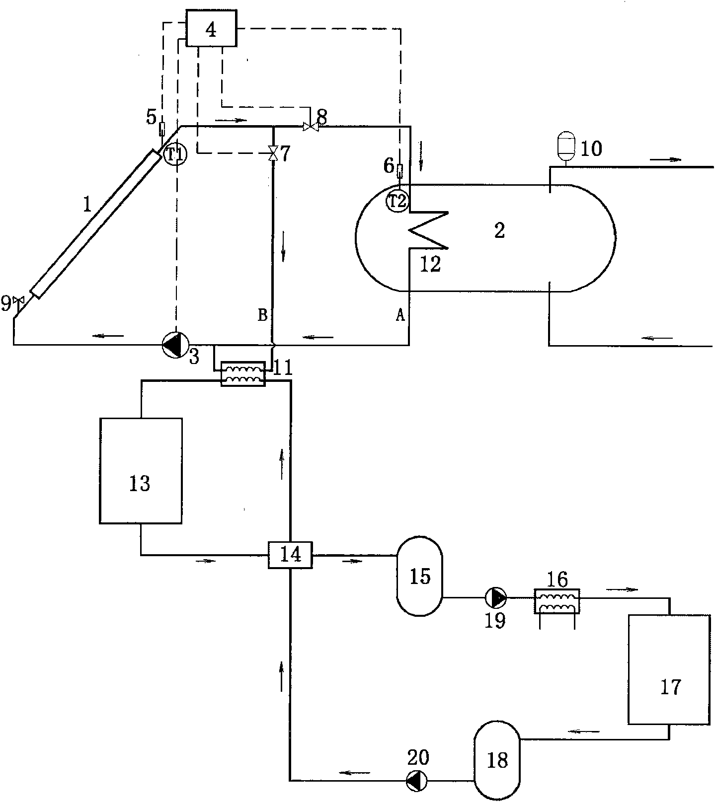 Solar water heating system for using summer residual heat to dehumidify solution