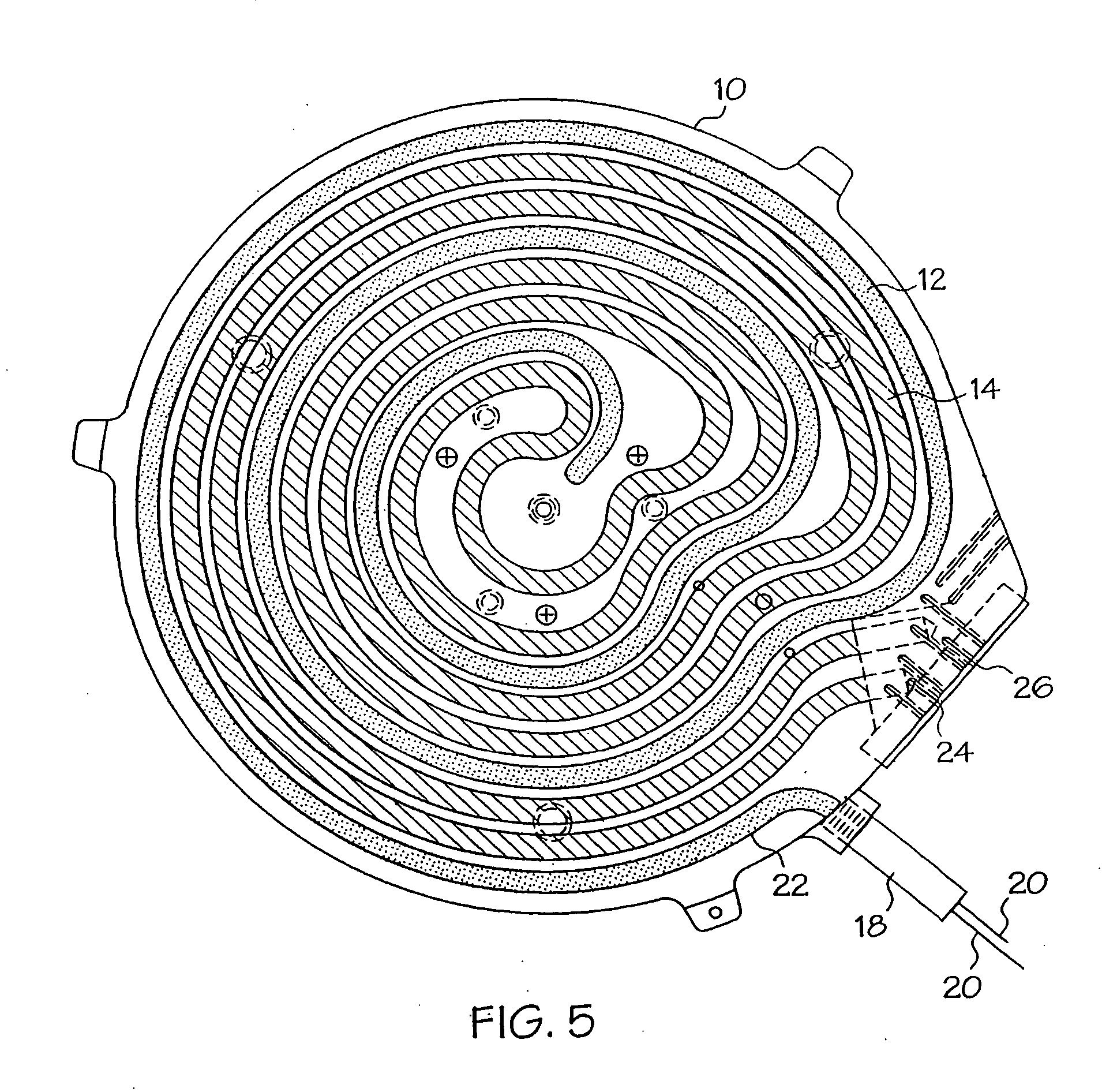 Wafer chuck having thermal plate with interleaved heating and cooling elements