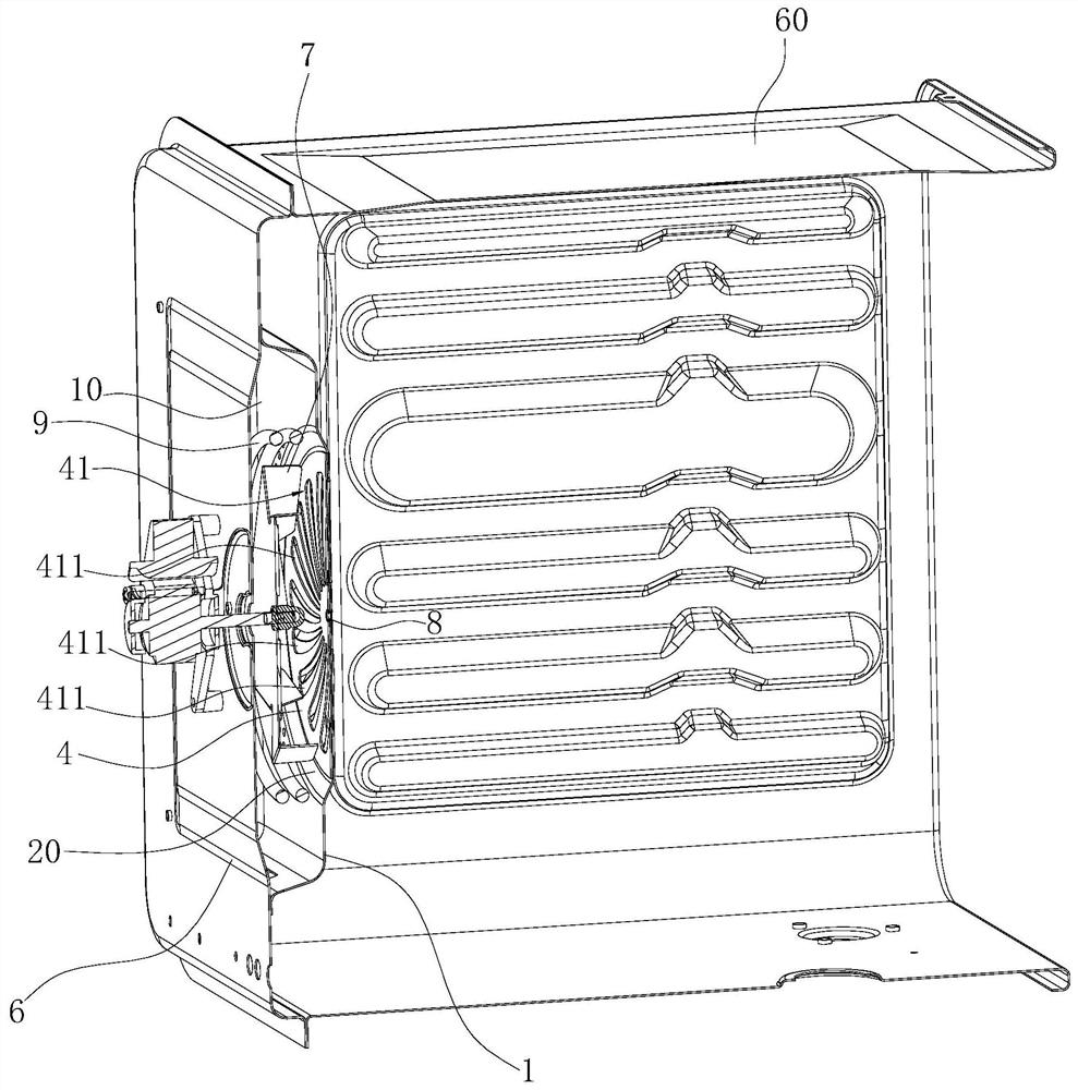 Hot air baffle structure for cooking device and oven