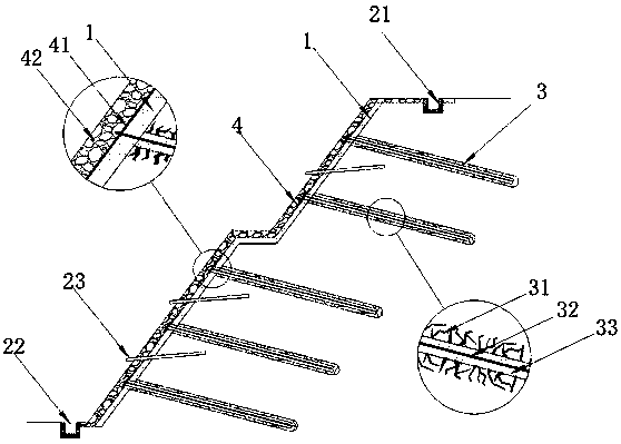 Impermeable reinforcing supporting structure for soft rock slope and reinforcing method of impermeable reinforcing supporting structure