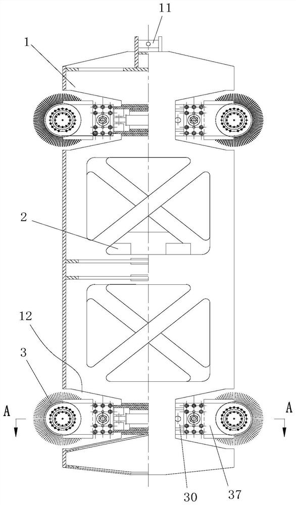 Self-adaptive adjustable power brushing device and method for underground diaphragm wall joints