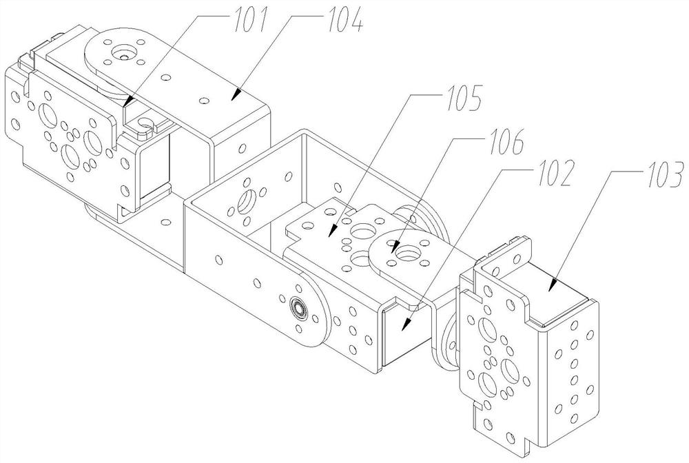 Snake-shaped robot snake body joint with three-way steering engine orthogonal connection structure