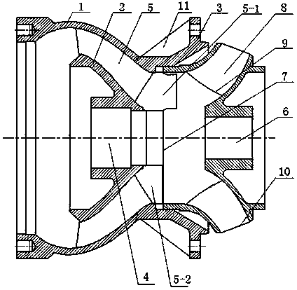 Spatial guide vane body of vertical type multi-stage pump