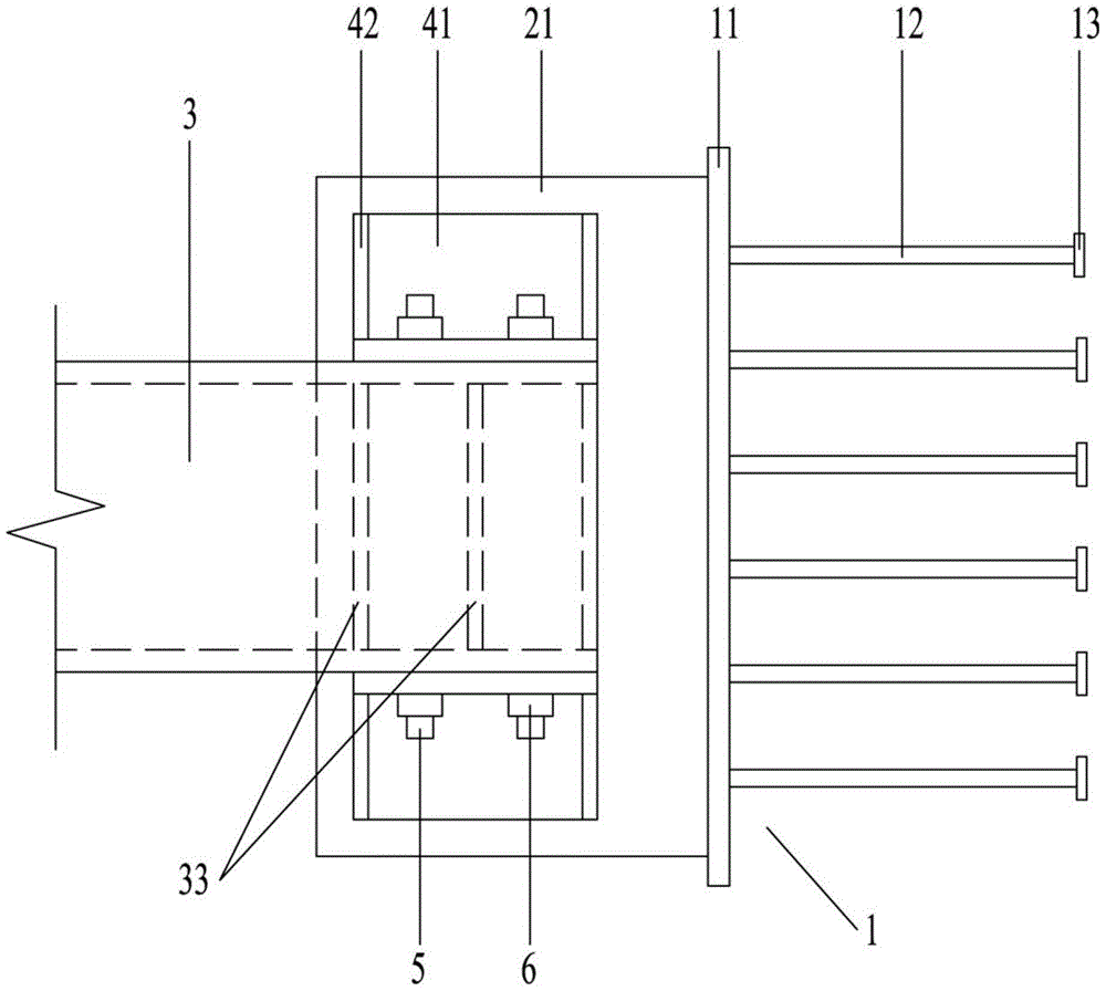 A connection structure of a tower crane support beam