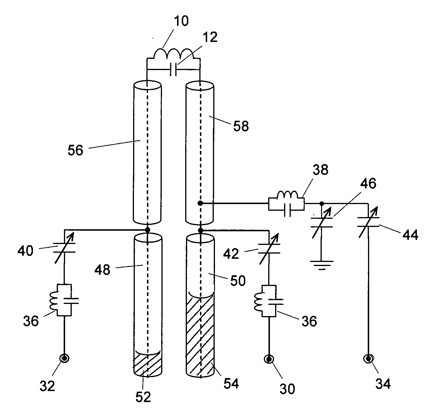 NMR probe circuit for generating close frequency resonances