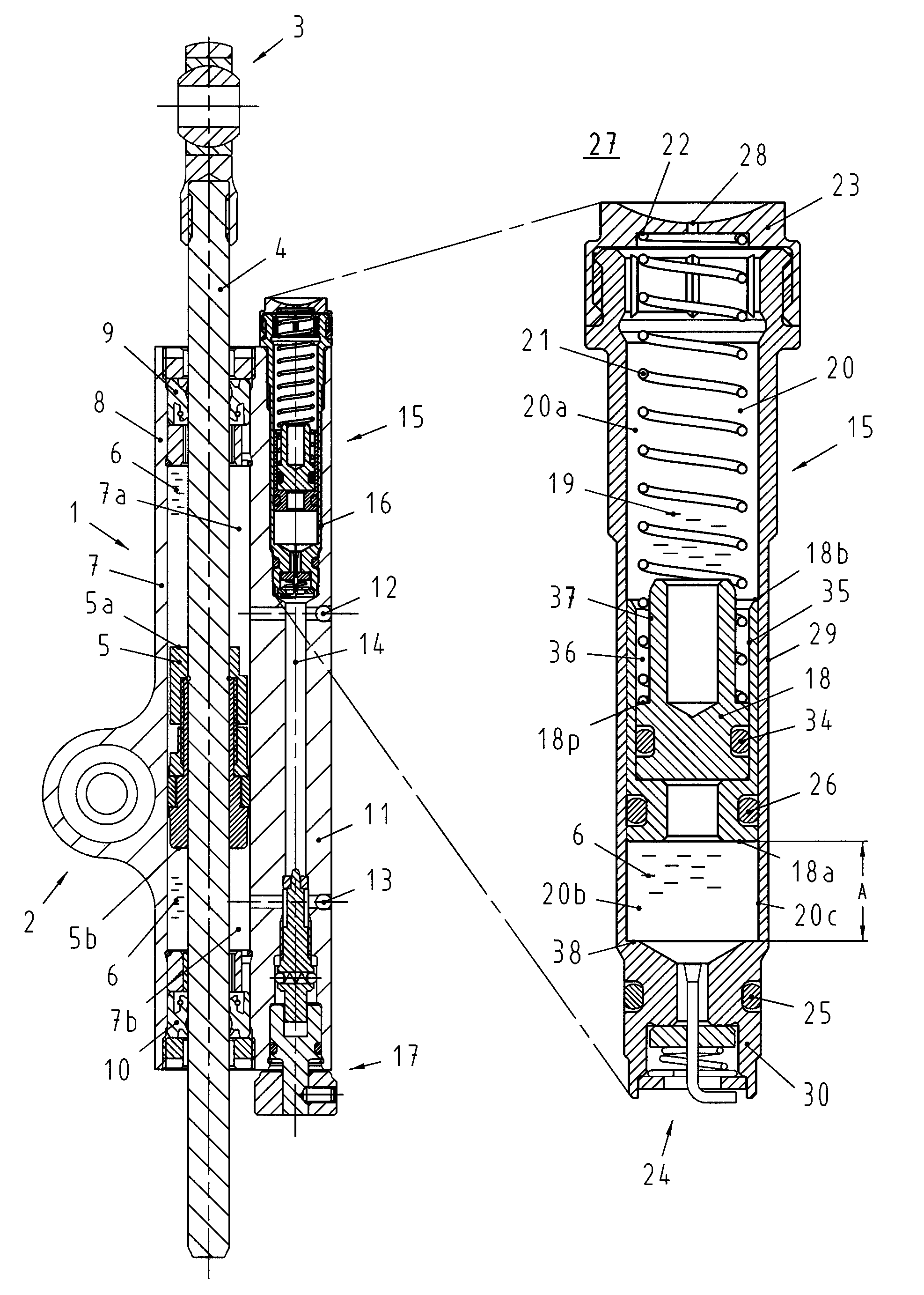 Method for arranging a separating piston in a cavity and a device with such a separating piston