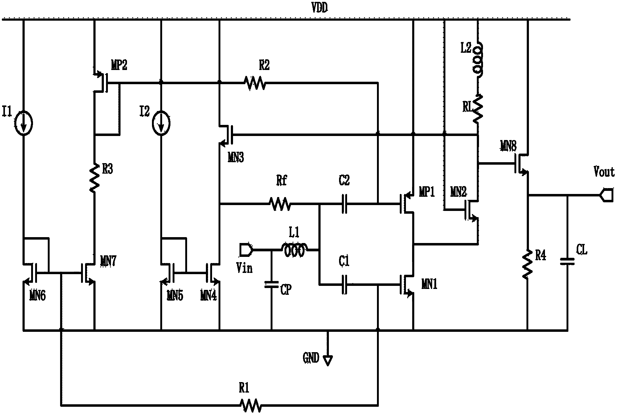 Radio-frequency ultra-wideband low-noise amplifier based on inductance compensation