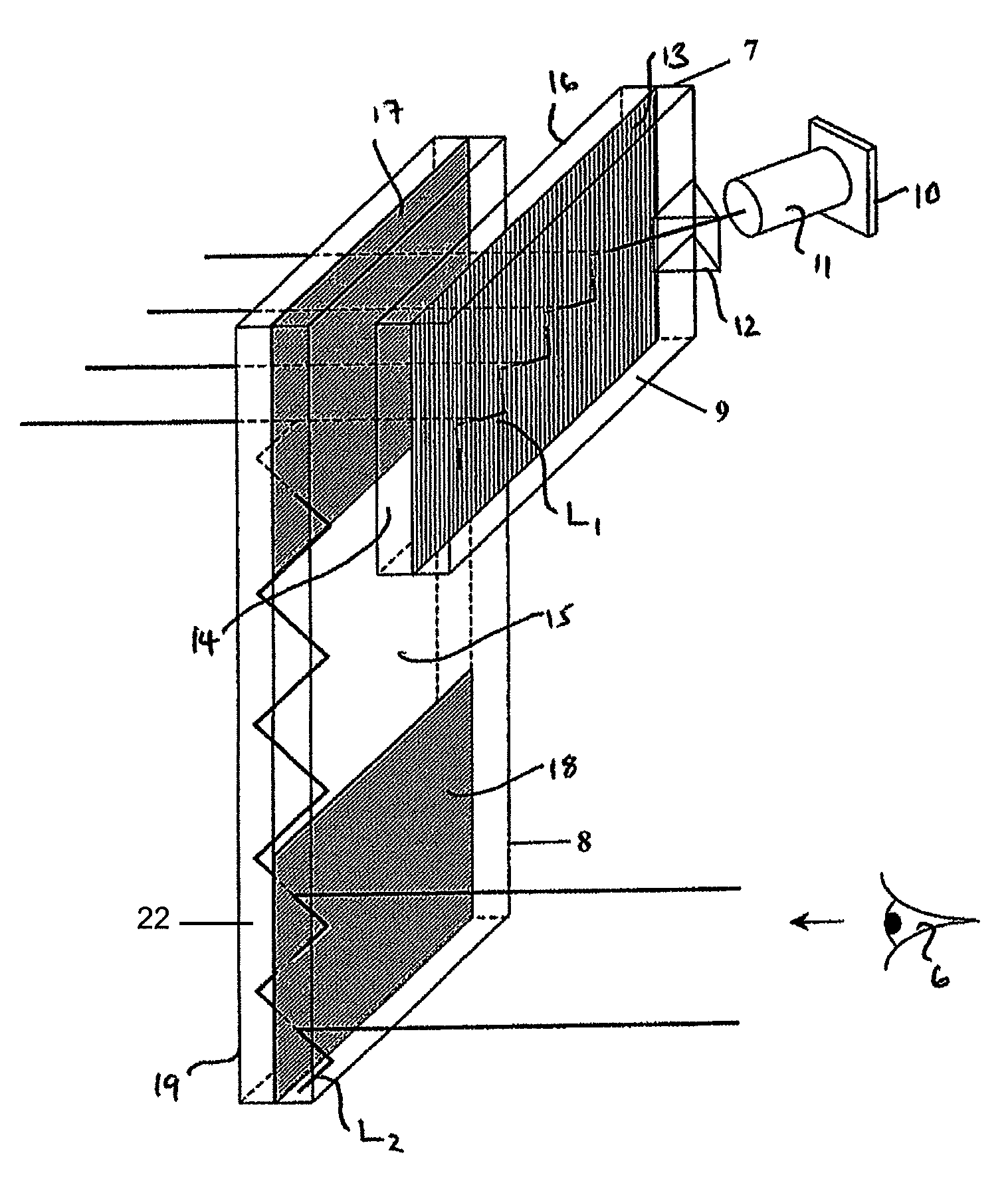 Projection display for displaying an image to a viewer