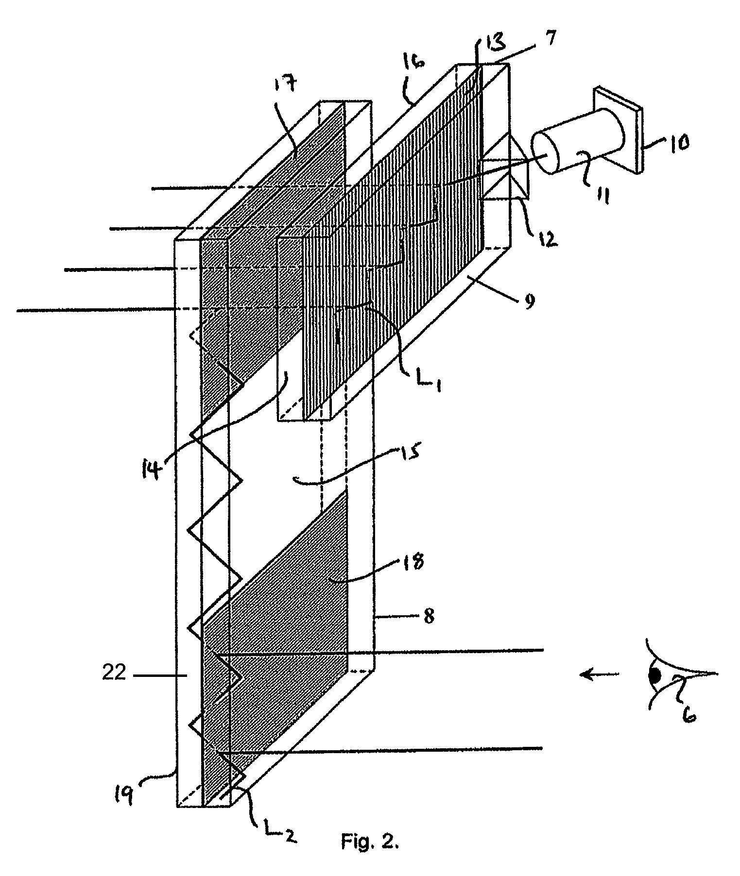 Projection display for displaying an image to a viewer