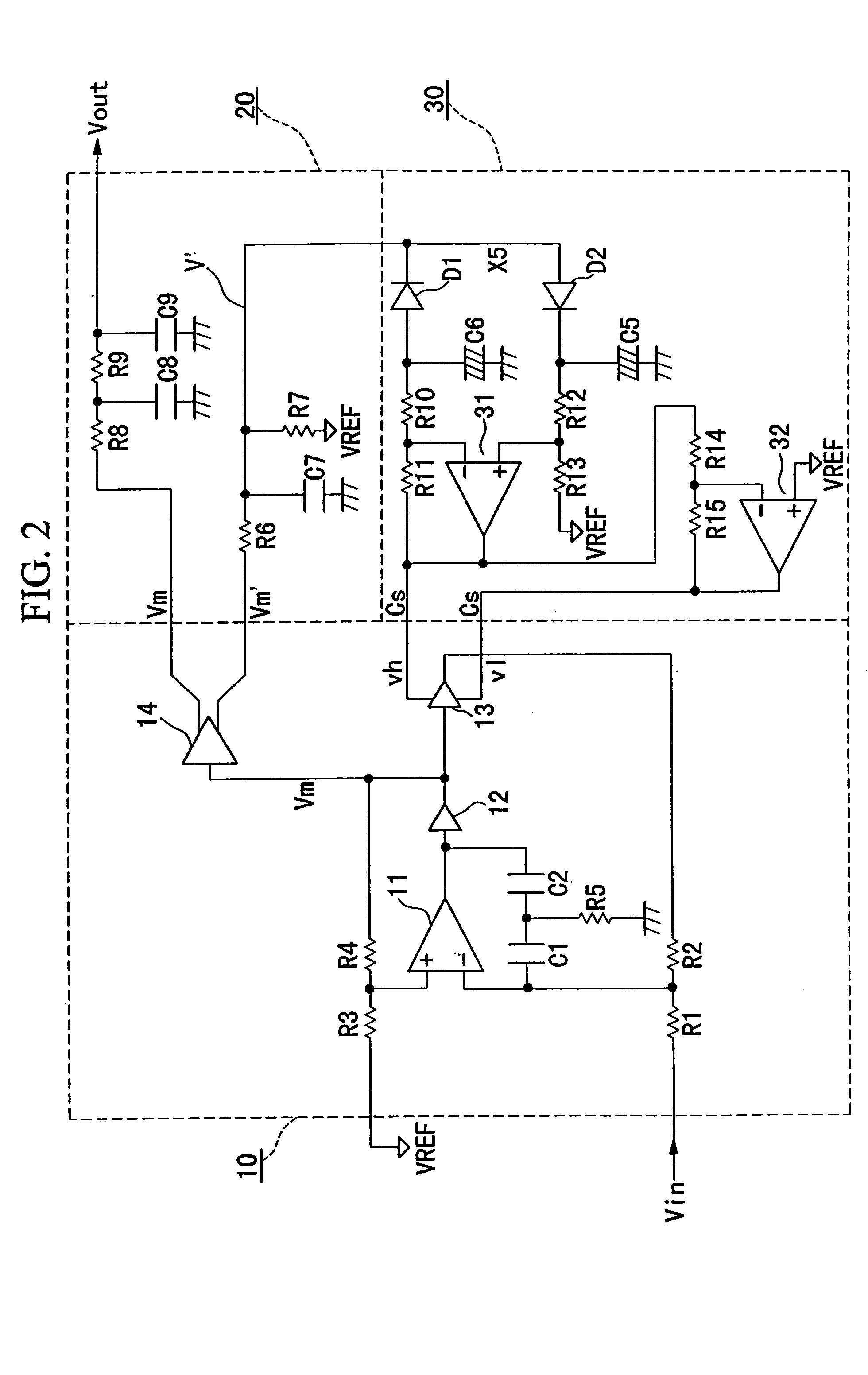 Device for amplitude adjustment and rectification made with MOS technology