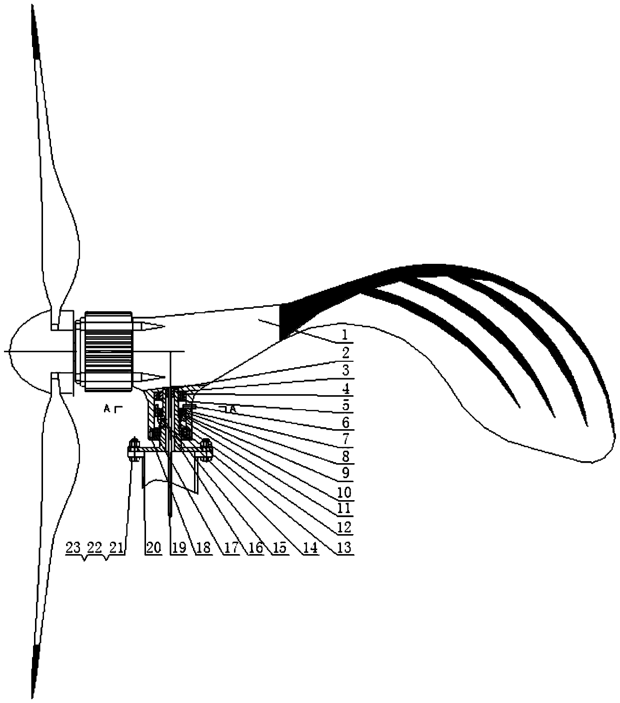 A device for anti-twisting and breaking of outgoing cables of miniature horizontal axis wind turbines