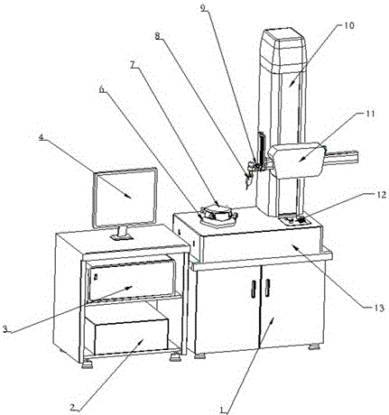 Precision measuring device based on circularity cylindricity and measuring method thereof