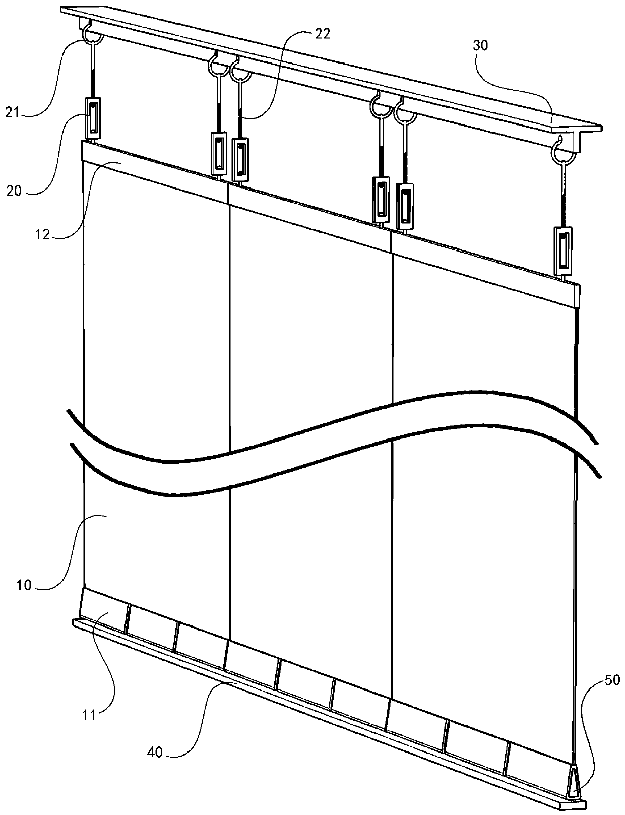 Energy saving curtain capable of preventing cold air from communicating quickly at bottom of door opening