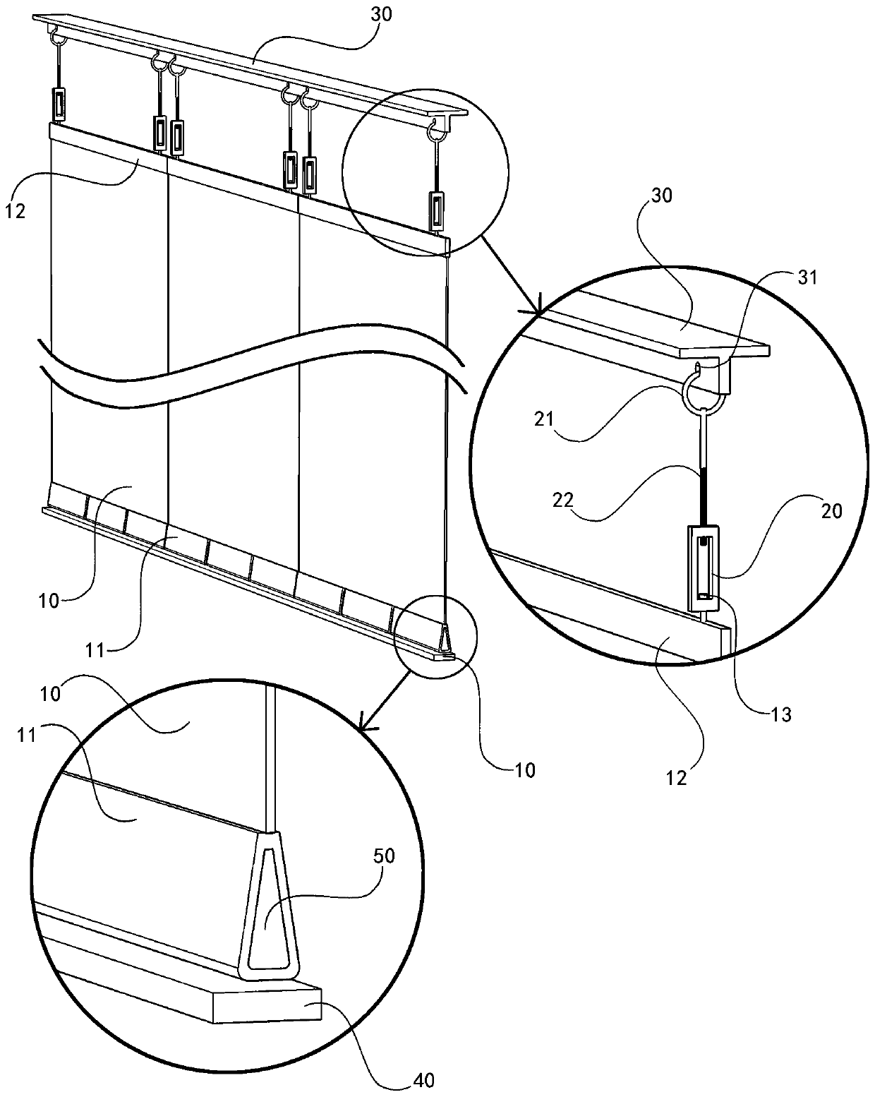 Energy saving curtain capable of preventing cold air from communicating quickly at bottom of door opening