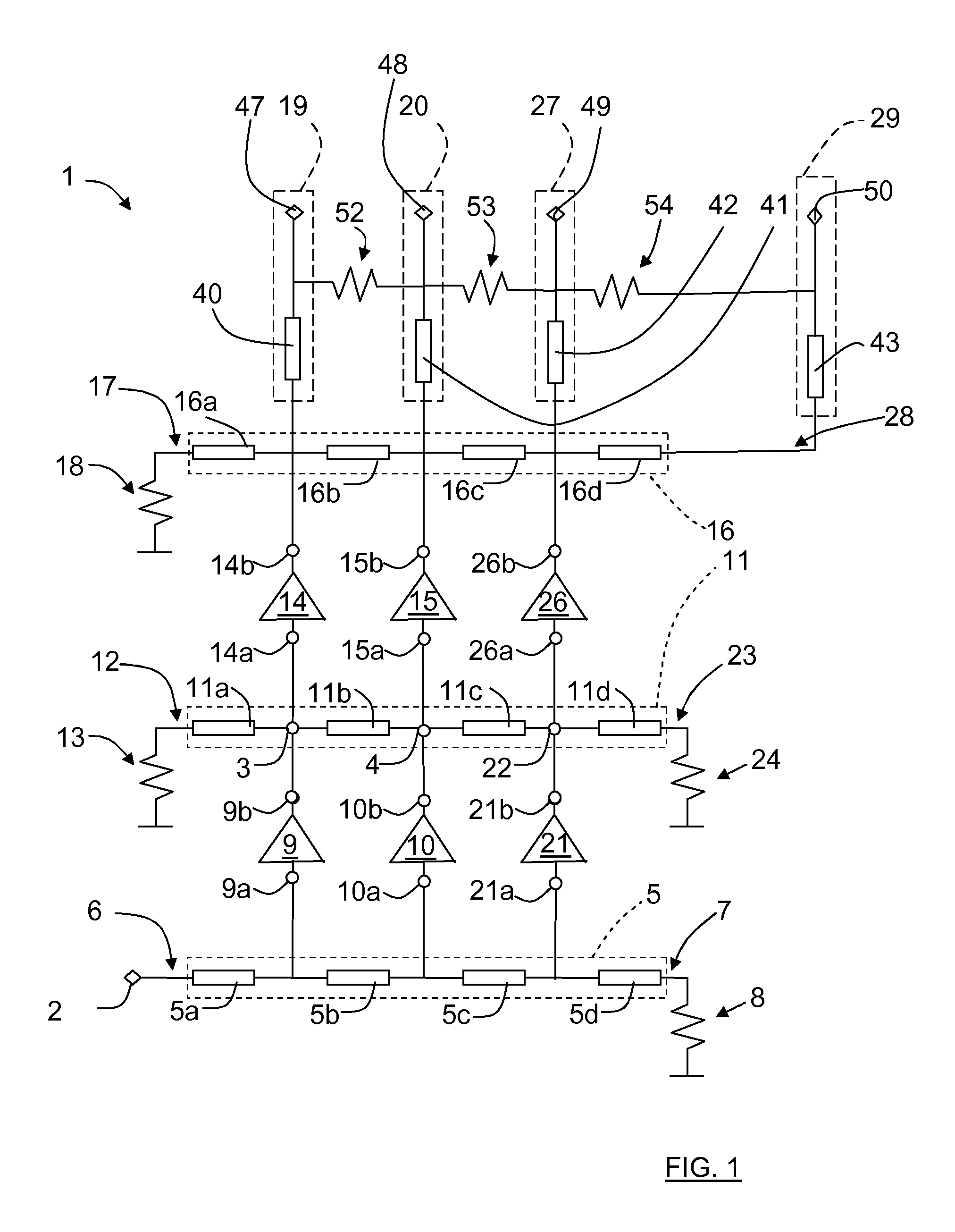 Signal directing means for dividing an input signal into at least two output signals or combining at least two input signals into one output signal