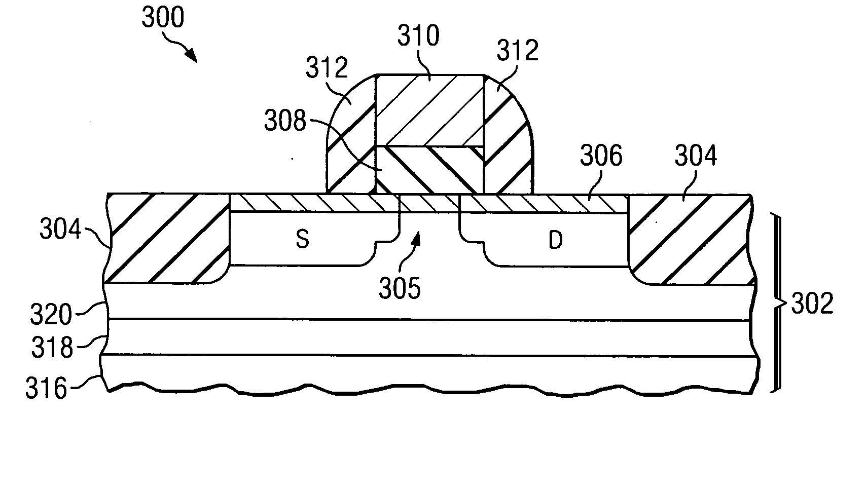 Transistor with silicon and carbon layer in the channel region