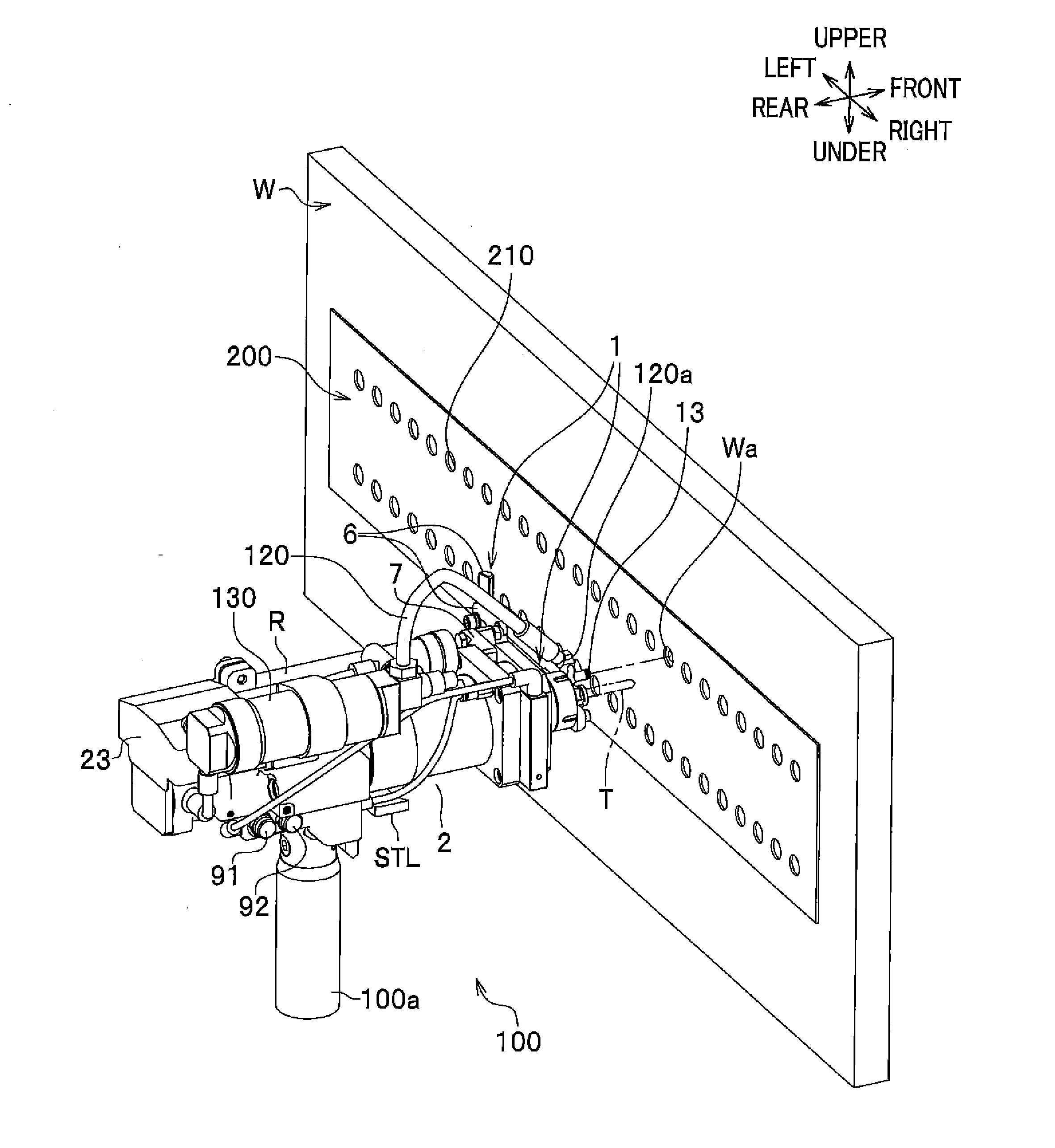 Clamping device for portable boring machine and portable air-drive-drilling machine with clamping device