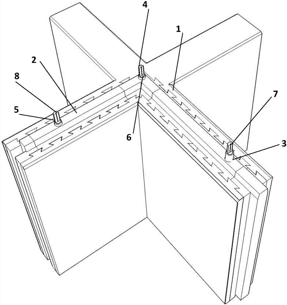 Cross-shaped sandwich thermal-insulating composite wall provided with energy-dissipation and damping keys and manufacturing method