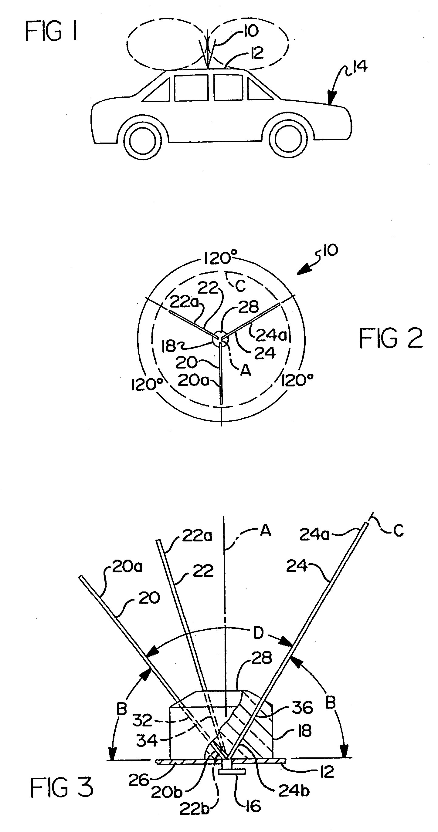 Tri-element antenna with dish