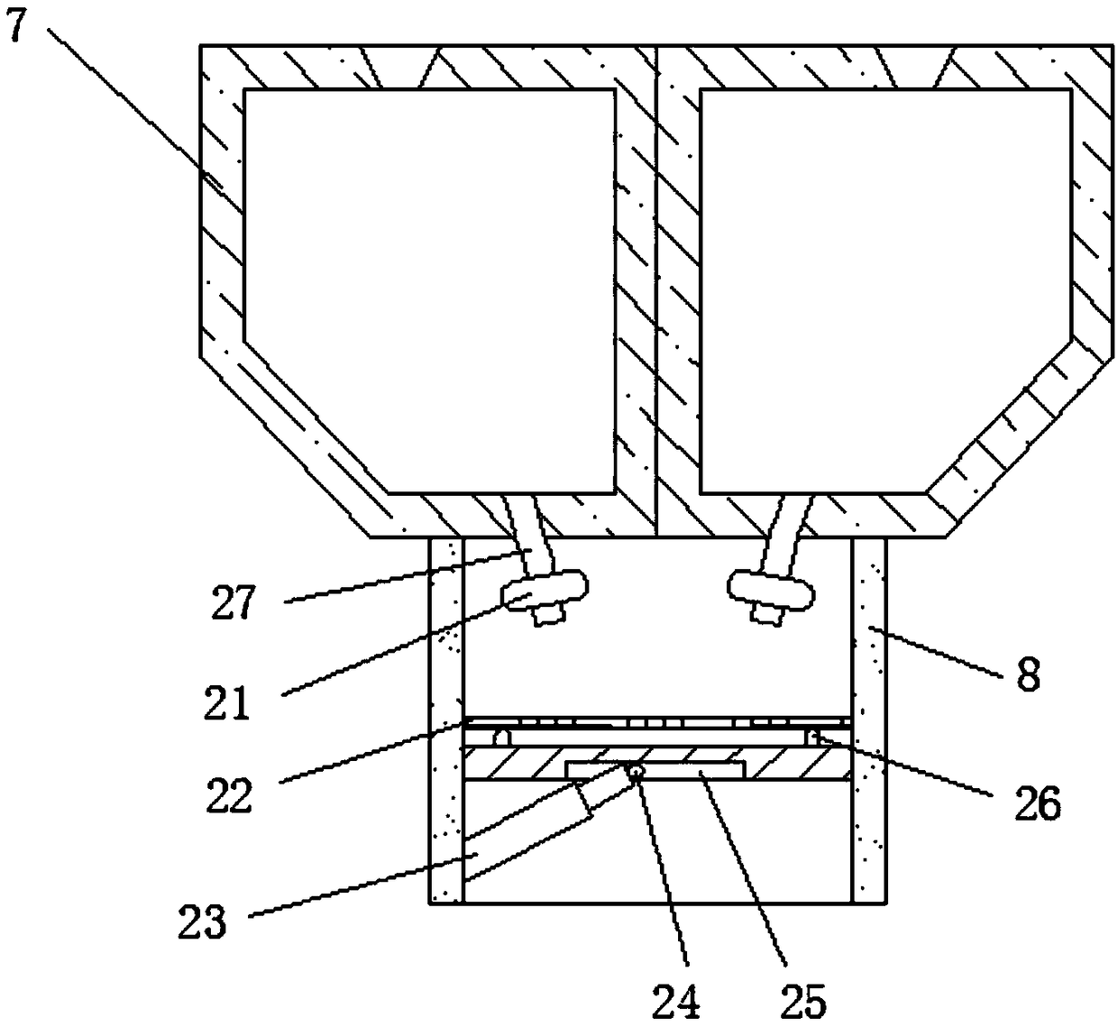 Water and food feeding device with quantitative feeding function for livestock breeding