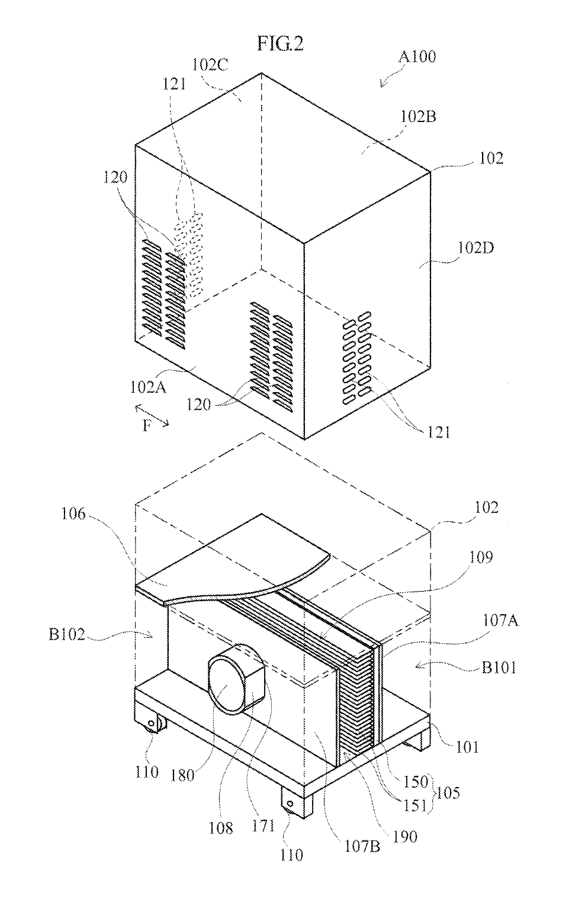 Power supply apparatus including fan for air cooling