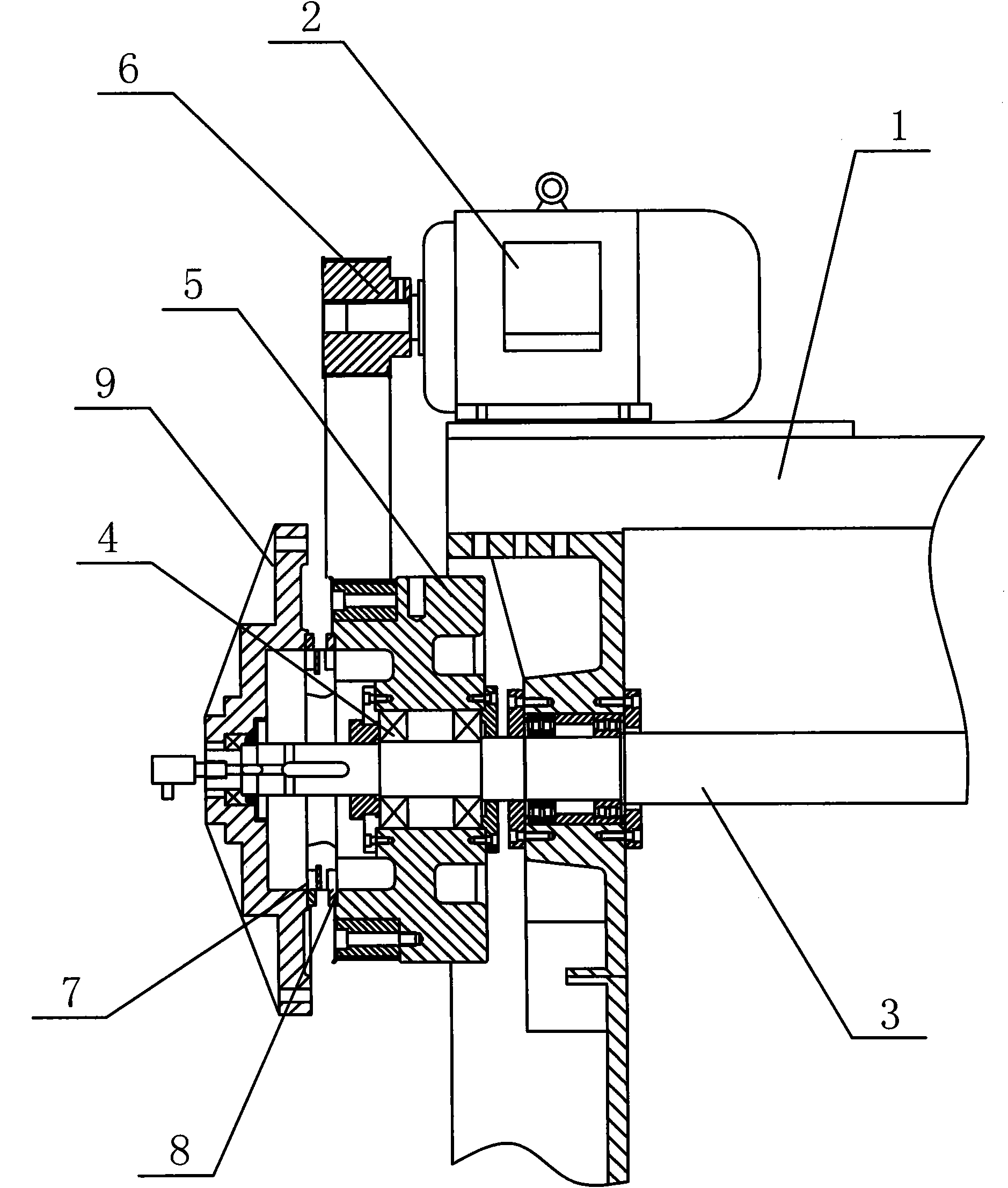 Main driving structure of transverse cutting machine