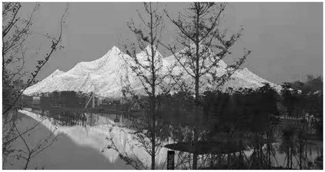 Large-span mountain-shaped shading shed structure