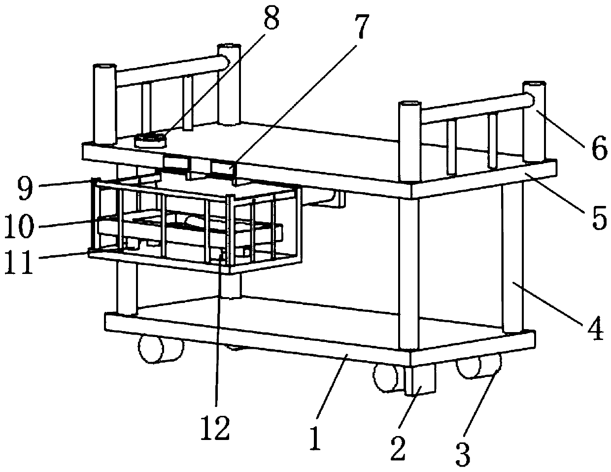 Comfortable and liftable crib allowing puerpera to care infant conveniently