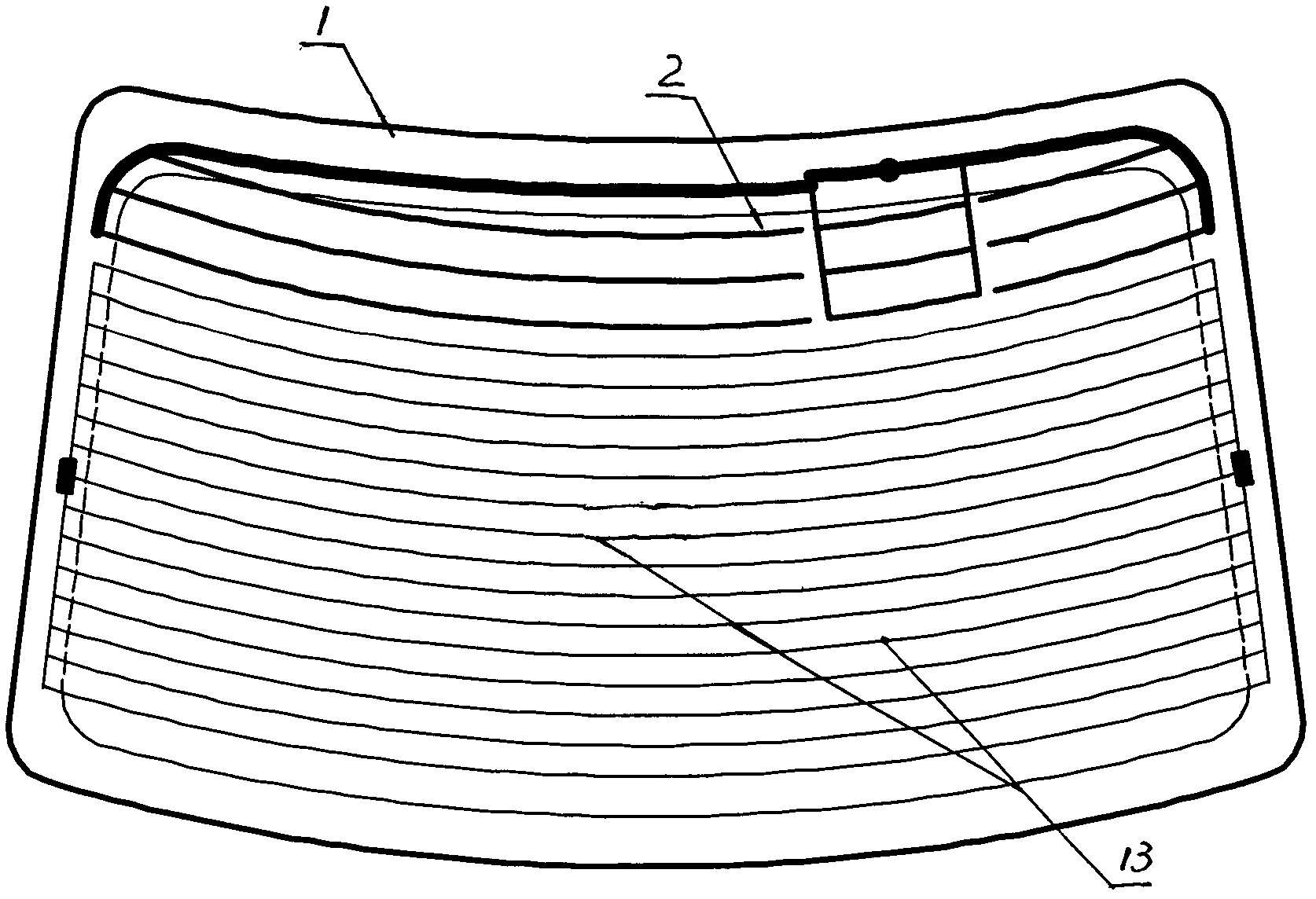 Automobile window glass amplitude modulation and frequency modulation shared printed antenna system