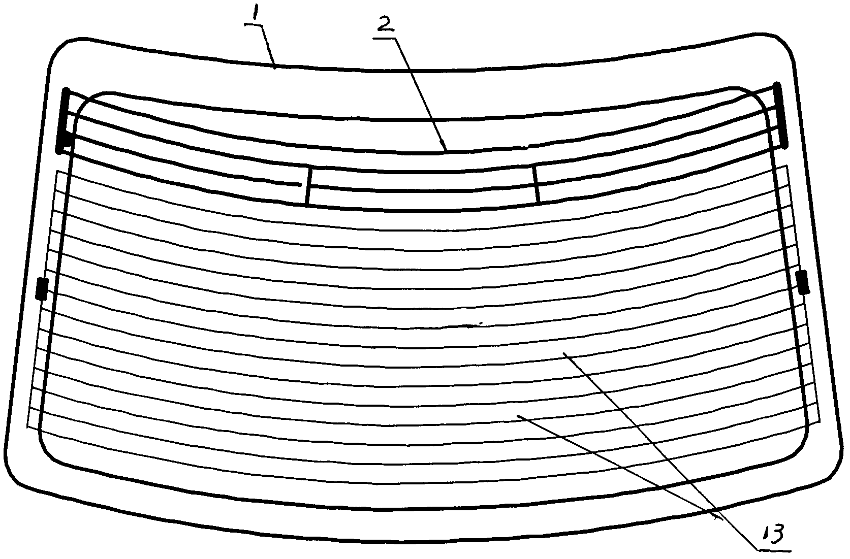 Automobile window glass amplitude modulation and frequency modulation shared printed antenna system