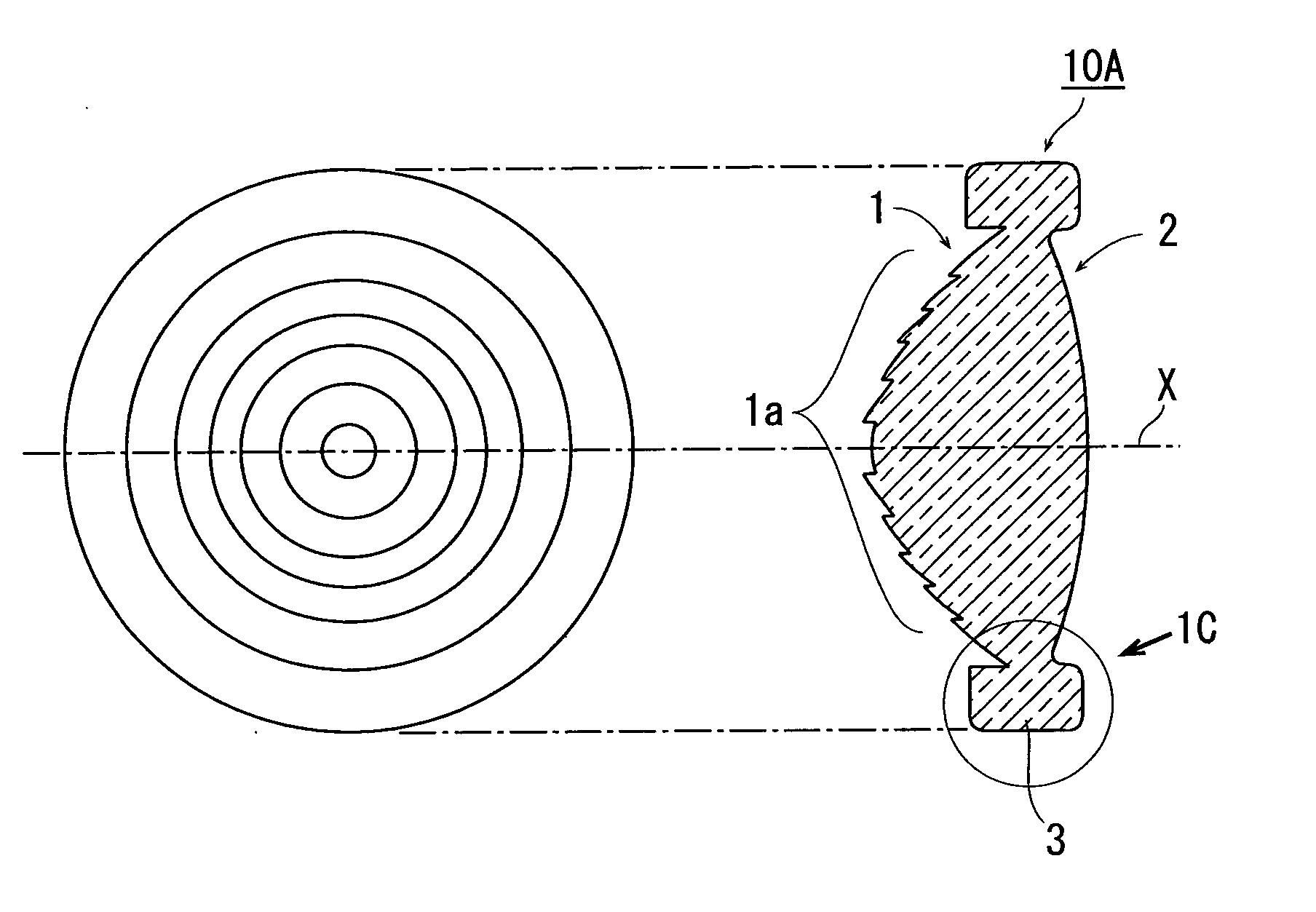 Optical element, method of molding optical element, and mold