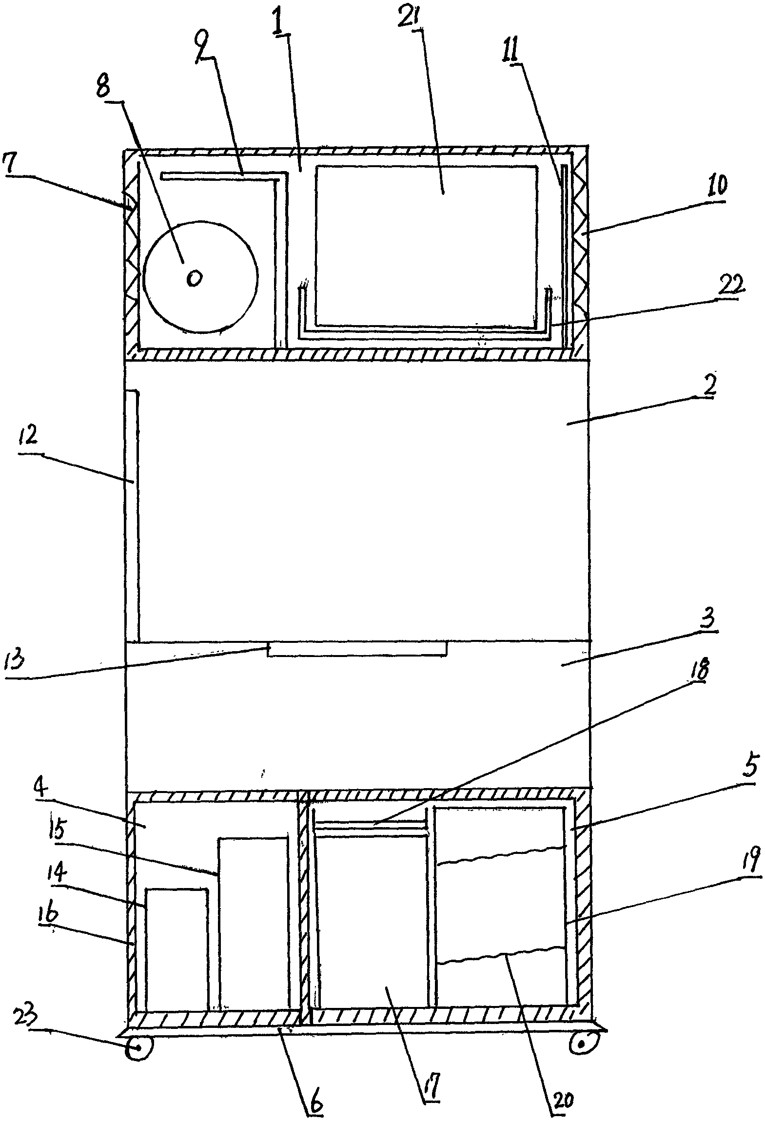 Mobile heat-accumulation-type refrigerator and air conditioner all-in-one machine structure