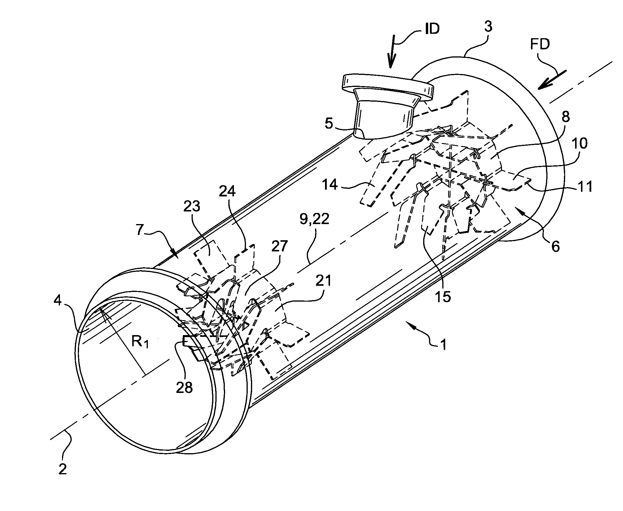 Mixing system for an exhaust gases after-treatment arrangement