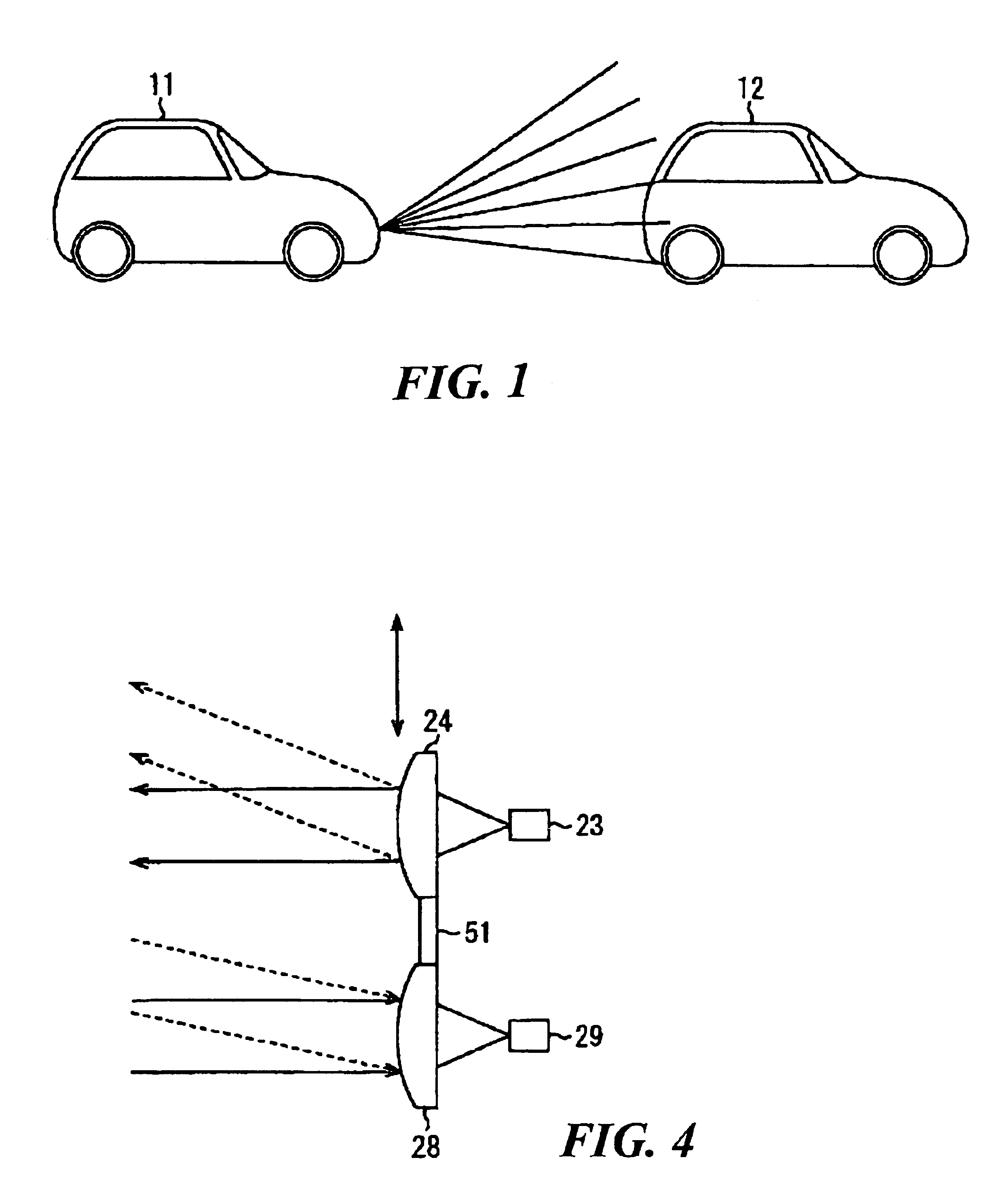 Object detecting device and method with means for controlling direction of scan by electromagnetic waves