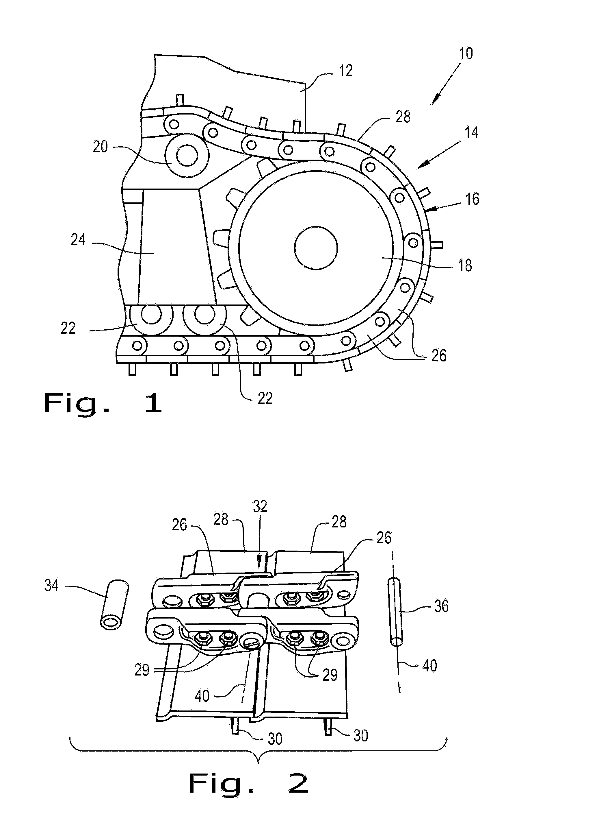 Track chain joint for a crawler type work vehicle