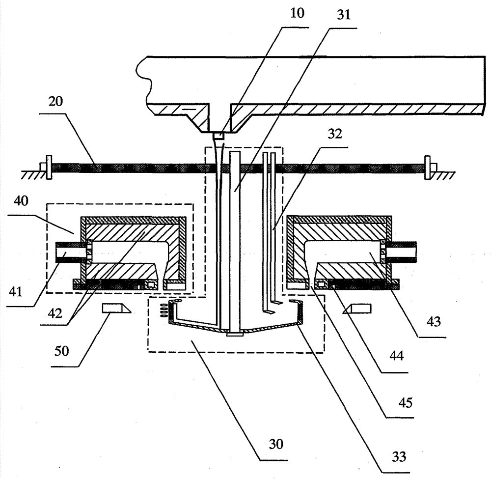 A kind of drawing device and drawing method of ultrafine centrifugal glass wool with low knocking degree