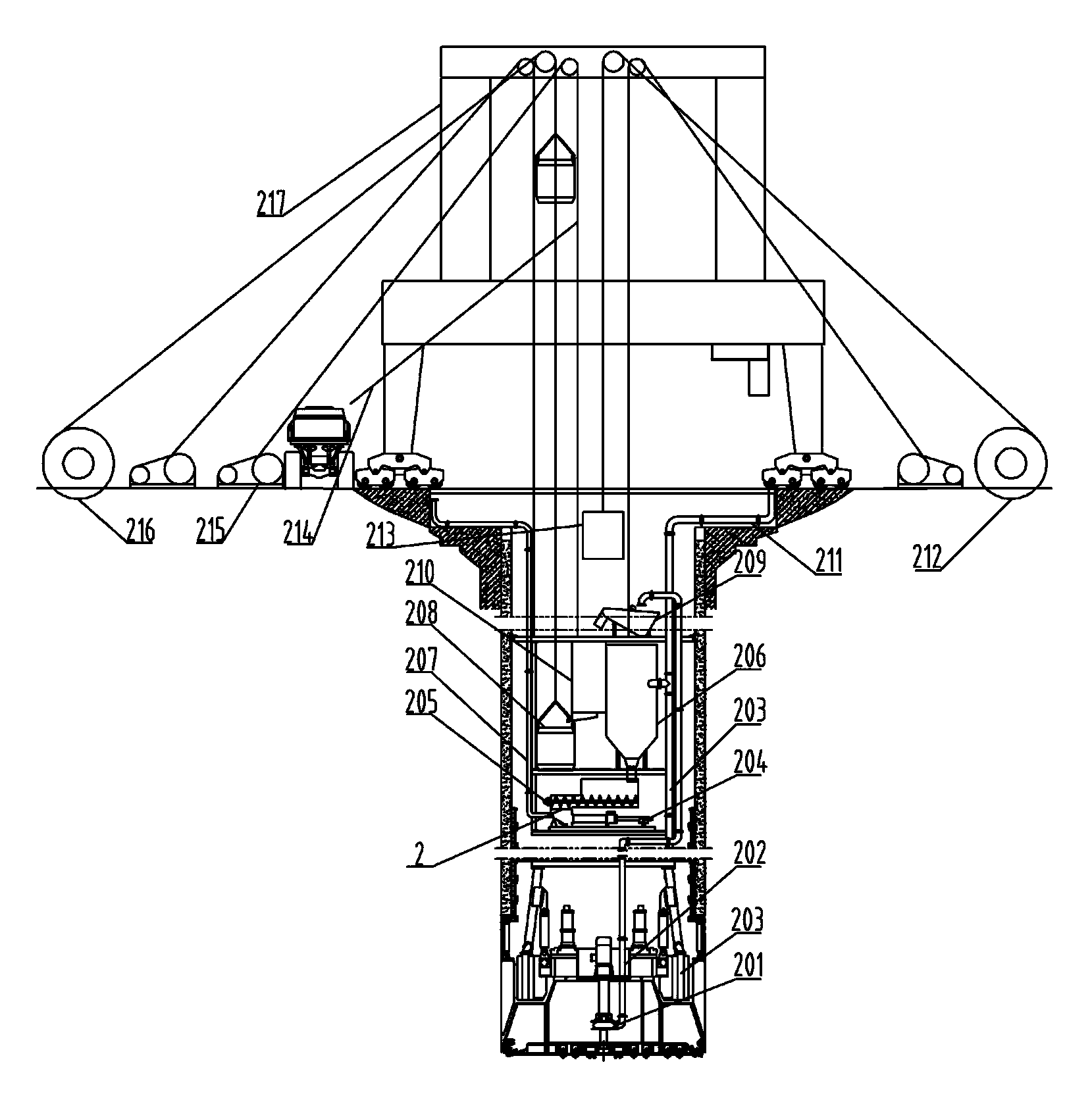 Full-fracture-surface vertical shaft drilling machine