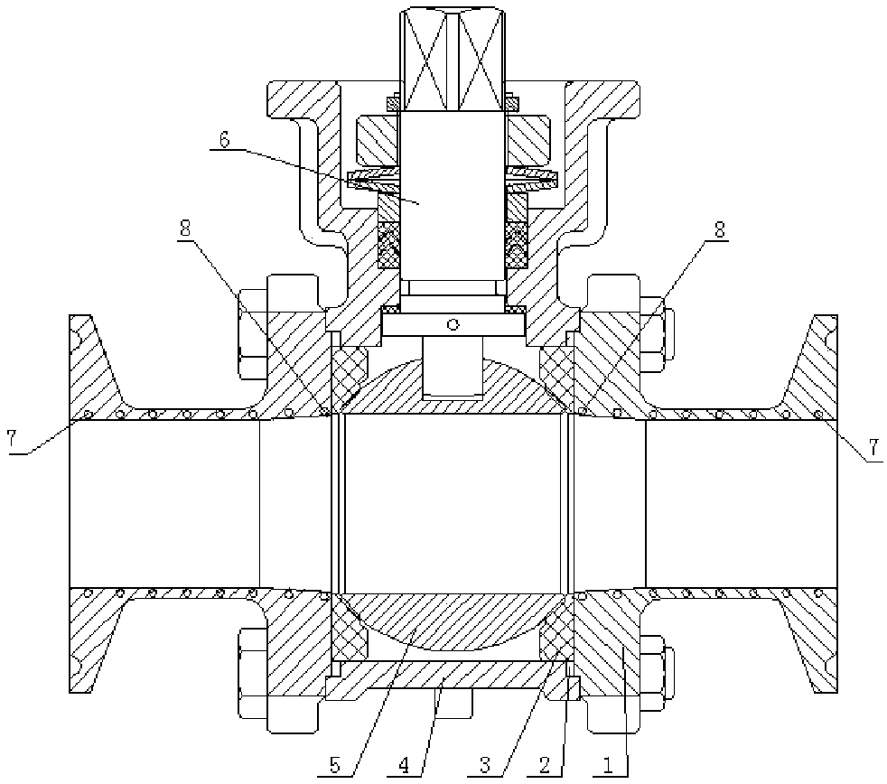 Three-blade type steam ball valve installing method