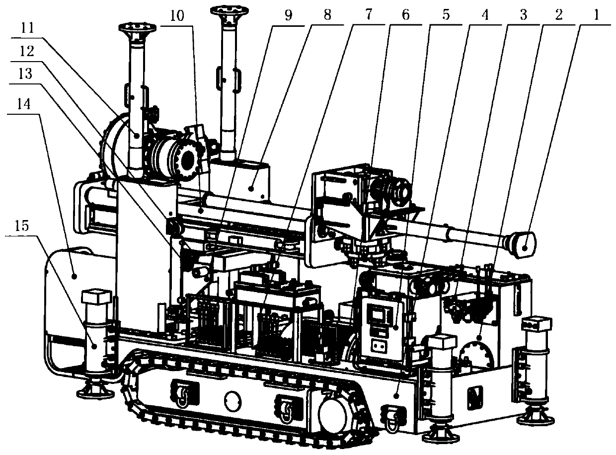 Crawler drilling rig for full-inclination drilling of bottom pumping roadway in coal mine and its construction method