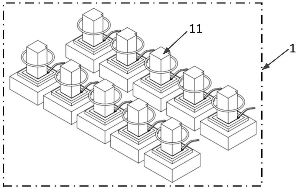 Multi-chip testing device and method