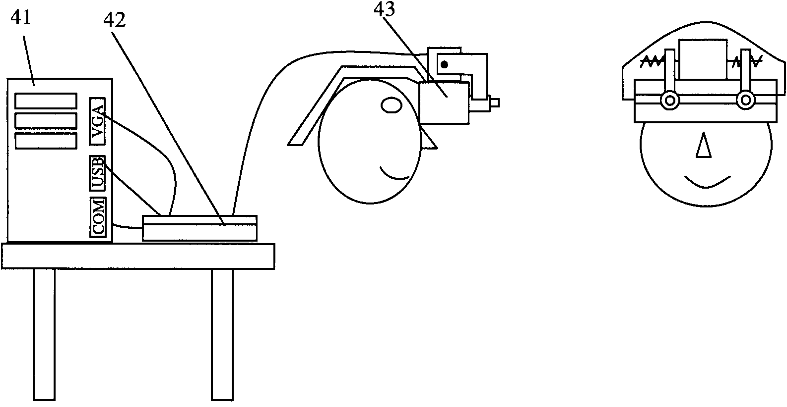 Head video perspective three-dimensional display and control method thereof