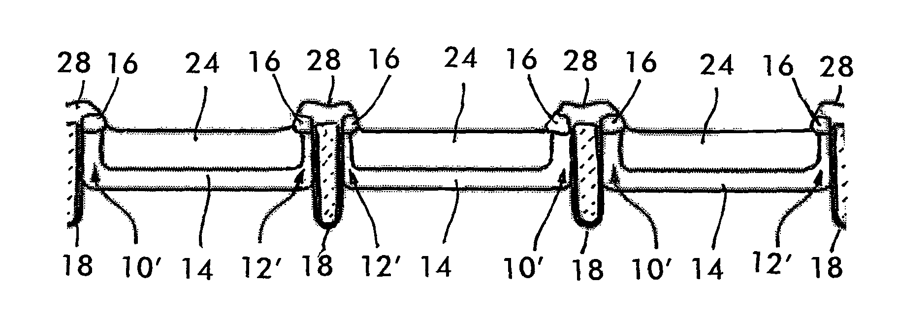 Variable threshold trench IGBT with offset emitter contacts