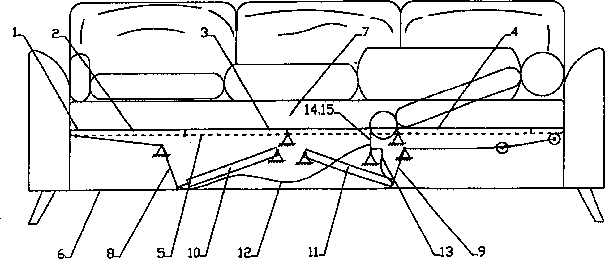 Bed with device for regulating inclined elevation angle