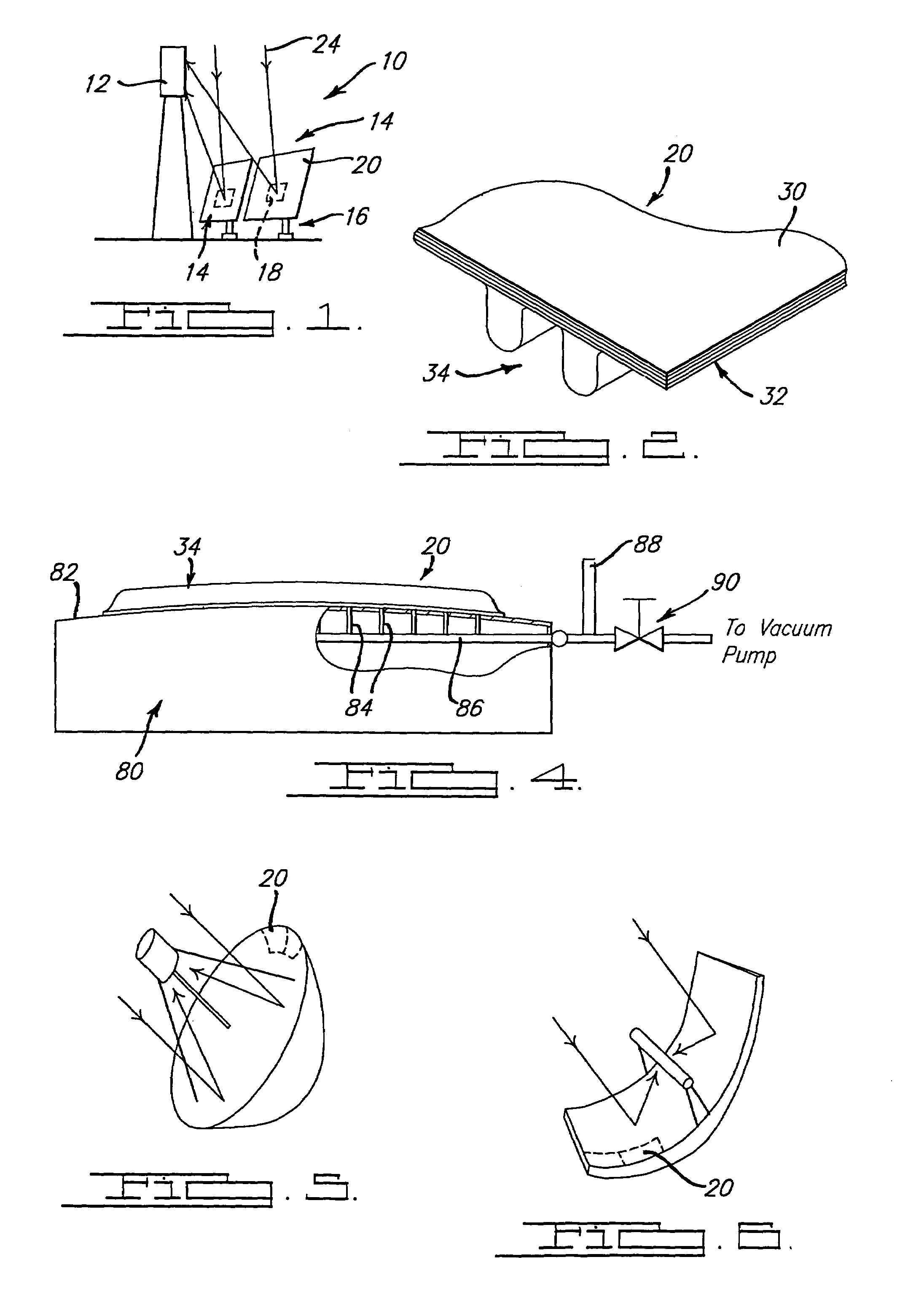 Composite backed prestressed mirror for solar facet