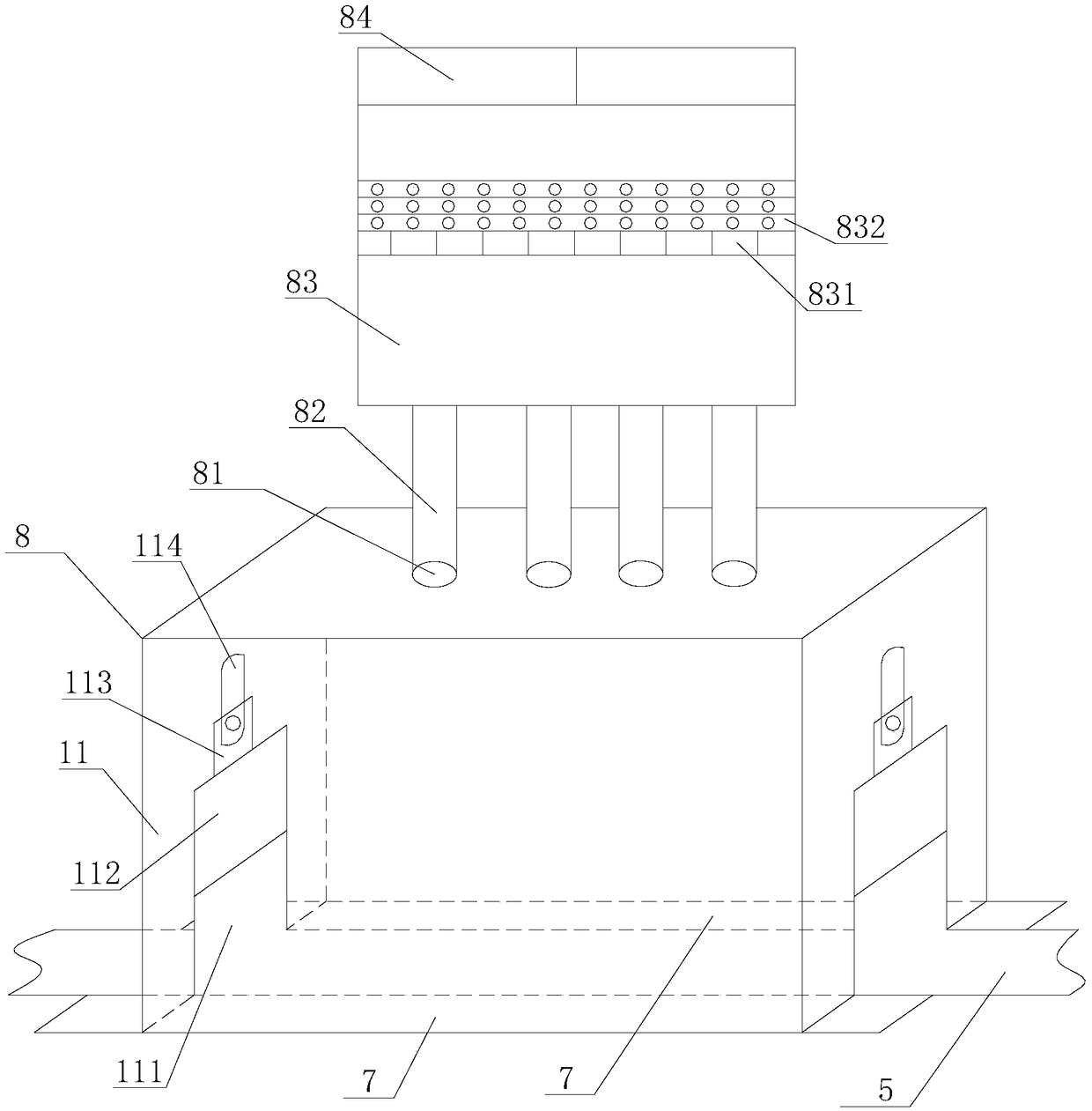 Spraying flattening device for corrugated paper