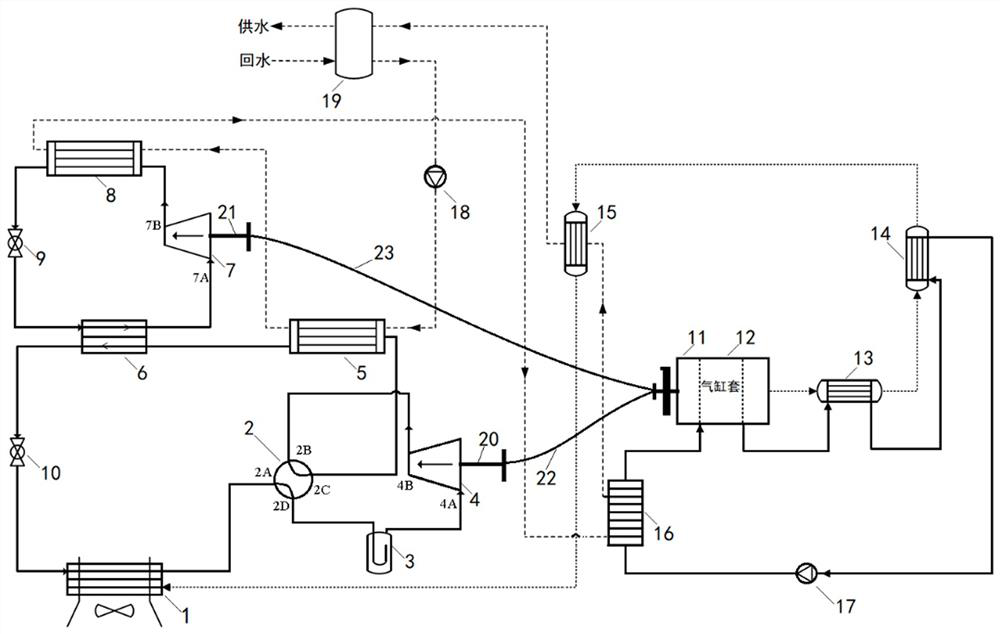 High-temperature gas heat pump system with mechanical supercooling function